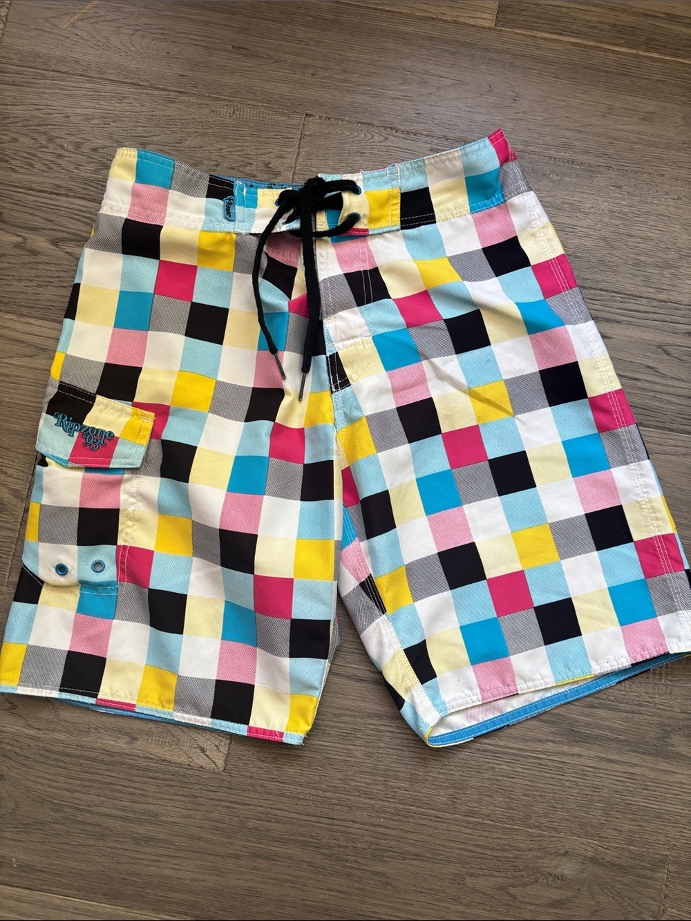 Rip Zone | Vintage Multicolour Check Swim Board Shorts Surf Summer Size Medium